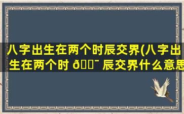 八字出生在两个时辰交界(八字出生在两个时 🐯 辰交界什么意思)